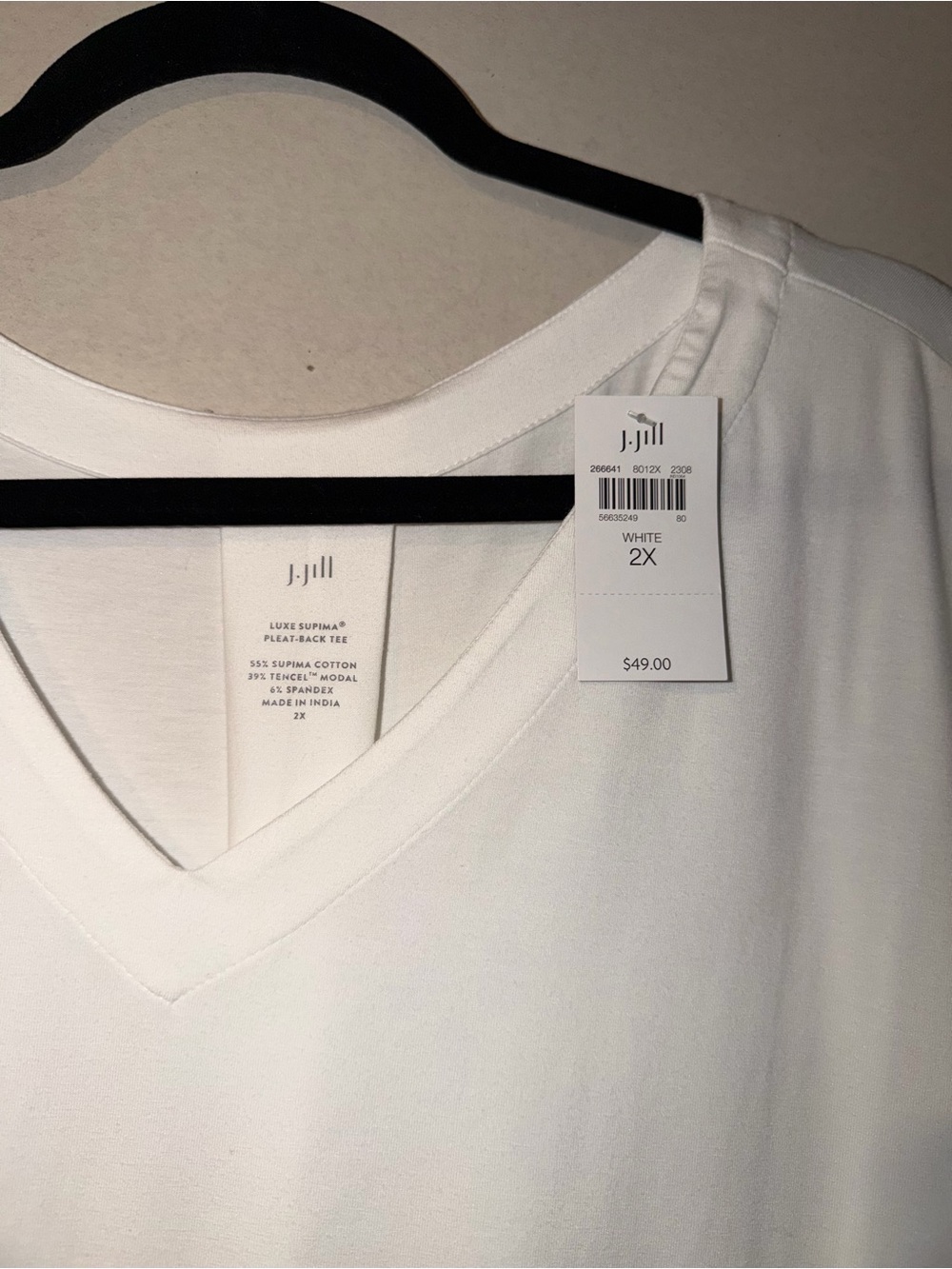 J. Jill White V-Neck Luxe Supima Tee